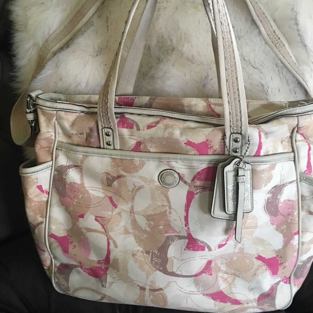 COACH SIG. STAMPED C PINK MULTICOLOR DIAPER BAG